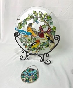 lot 55 image: Vintage Bird Stained Glass Suncatcher Lot (Largest is 10 in Diameter)