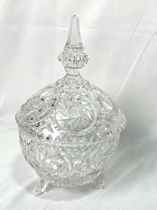 lot 79 image: Vintage Glass 3-Footed Candy Dish (6 Diameter x 10 Tall)