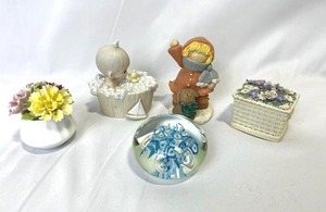 lot 96 image: Vintage Knick Knack Lot including Precious Moments, Royal Dover China, Homespun Hugs