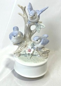 lot 100 image: Blue Birds 7 Ceramic Music Box in Good Working Condition