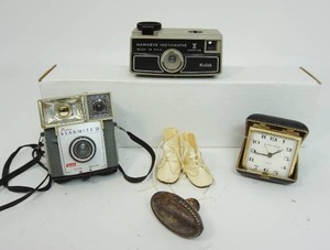 Vintage Collectible Cameras, Travel Clock Etc...