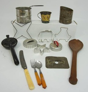 Vintage Collectible Utensils Citrus Press Cookie Cutters Sifter Etc.