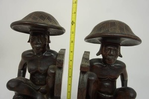 Vintage Hand Carved Wood Bookends...