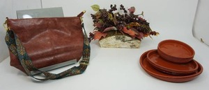 Birch Bark Floral Basket, Terra Cotta Plastic Pot Saucers, Stylish Retro Faux Leather Handbag...