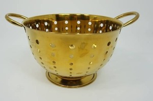5 Quart Colander Stainless Steel Kitchen Strainer in Gold, Sink-Side Drainer Strainer, Water Bottle