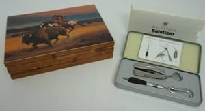 Vintage Velour-Lined Trinket Wood Hinged Box Native American Designed 9.5 x 7.5, MultiTech Solutions Kit...