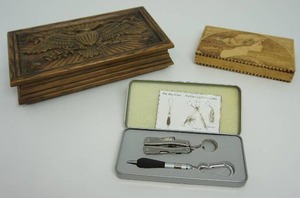VTG Avon Deep Woods Cologne After Shave Soap and E Pluribus Unum Eagle Seal Case(Empty)11 x 7, Pyrography Burnt Wood Box Victorian Lady Profile Hinged 7.5 x 4.5, MultiTech Solutions Kit...