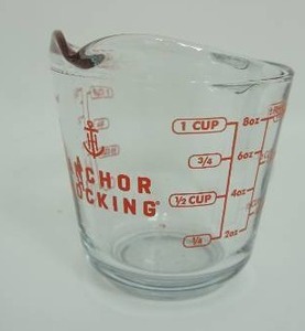 Vintage Hemingray 42 Blue Green and Clear Glass Insulator, Anchor Hocking Glass Measuring Cup, Omnibus Coffee Mug Etc.