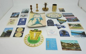 Chart Vintage Brass Compass Ship Steering Wheel Ashtray Trinket Dish, Ephemera Plant Doctor Dial Chart Patches Stickers Post Cards Etc.