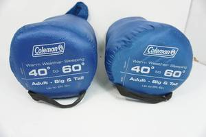 (2) Coleman Sleeping Bags 40 to 60 Degrees...Big & Tall Contoured.