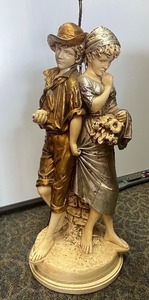 Amazing Tall Figural Monumental Floor Lamp By The Marbro Lamp Company 19th Century Statue Man Woman French Country Light Fixture