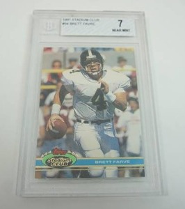 1991 Stadium Club Brett Favre RC...Beckett Graded NM 7