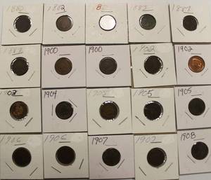 20 Indian Head Pennies 1880 - 1908