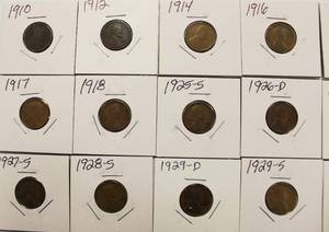 15 Semi Key Dates Wheat Back Pennies 1910 - 1933