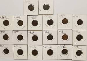 20 Indian Head Pennies, 1880 - 1907