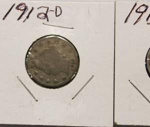 1912 and 1912-D Liberty Head V - Back Nickels