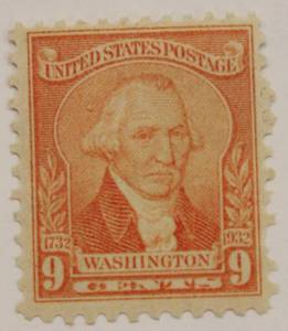 1932 Unites States Postal 9 Cents George Washington 1732 - 1932 Orang Stamp