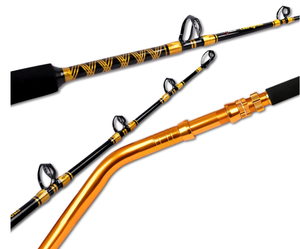 Fiblink Saltwater Fishing Rod 2 Piece Bent Butt Trolling Rod Deep Sea Roller Rod Big Game Conventional Boat Fishing Pole 80-120 lbs