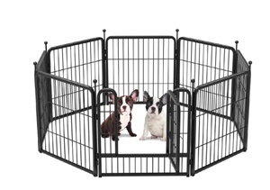 FXW Rollick Dog Playpen Outdoor, 8 Panels 24 Height Dog Fence Exercise Pen with Doors