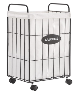 Mxfurhawa Iron Wire Laundry Hamper With Rolling Lockable Wheels