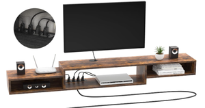 Floating TV Stand with Power Outlet Wall Mounted Media Console