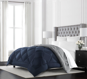 Beckham Hotel Collection Goose Down Alternative Reversible Comforter - All Season - Premium Quality Luxury Comforter - TwinTwin XL - NavySleet