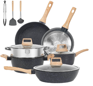 SODAY 12pcs Pots and Pans Set Non Stick Kitchen Cookware Sets Induction Cookware Nonstick Granite