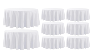 Aocoz White Tablecloth-132 Inch Round Tablecloth, 10 Pack Stain-Wrinkle Resistant