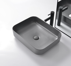 Davivy 19.7 x 15.8 Matte Gray Rectangle Vessel Sink with Pop Up Drain