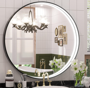 Keonjinn 28 Inch Round LED Mirror with Lights for Bathroom
