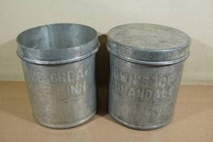 lot 276 image: 2 Vintage Browns Ice Cream Tin Cans