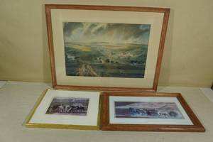 lot 306 image: 3 Framed Farm Theme Prints