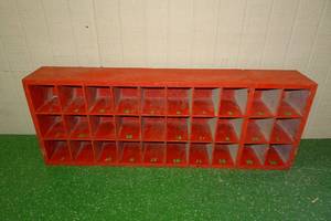 lot 335 image: 30 Compartment Wooden Storage Shelf