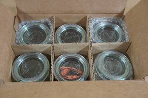 lot 82 image: 6 Weck Mini Tulip Canning Jars