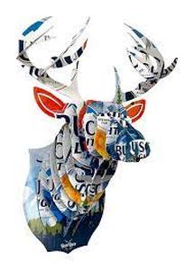 lot 191 image: Beer Deer Busch Light Deer Head 3D Cardboard Mount Wall Art