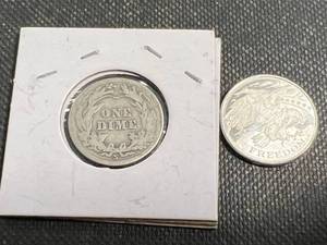 1911-S US BARBER DIME WITH 110TH OZ .999 FINE SILVER ROUND