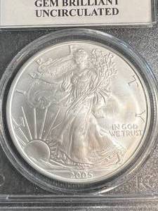 2005 AMERICAN SILVER EAGLE PCGS GEM BU