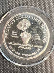 1 TROY OZ .999 FINE SILVER 1985 PROOF PEGASUS ROUND IN AIRTITE