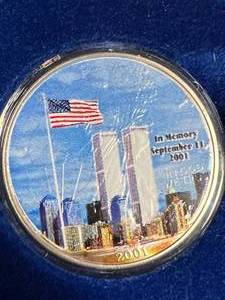 2001 AMERICAN SILVER EAGLE 1 TROY OZ .999 FINE SILVER TWIN TOWER DESIGN