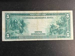 1914 $5 US BLUE SEAL FEDERAL RESERVE NOTE