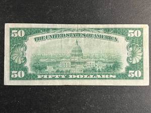 1928 US GREEN SEAL $50 GOLD CERTIFICATE