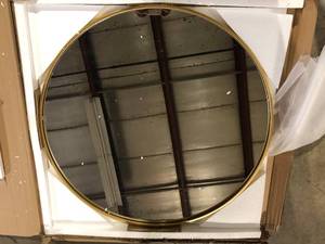 Medium Round Brass Modern Mirror (32 in. H x 32 in. W)