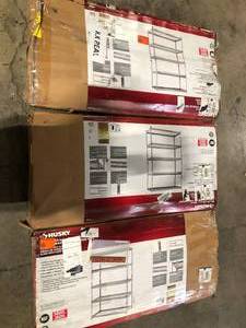 Lot of assorted storage shelving units customer returns review pictures