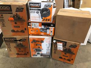 Lot of assorted Ridgid Wet Vacs various models and conditions customer returns review pictures