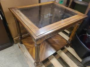 Glass and Wood Side Table