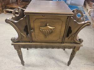 Vintage magazine side table with copper lined inner cabinet