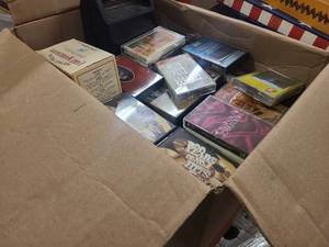 Box full of vintage cassette tapes