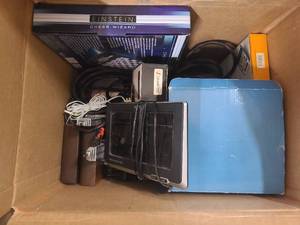 Box of household tech, chess sets and much more