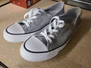 Size 10 Grey and White Converse All Stars