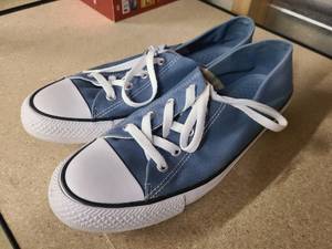 Size 10 Blue-Grey and White Converse All Stars